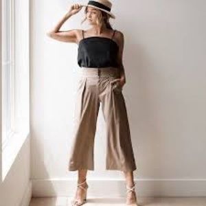 Albion Audrey Wide Leg Capri Pants Khaki Women XS Nylon Spandex Pockets